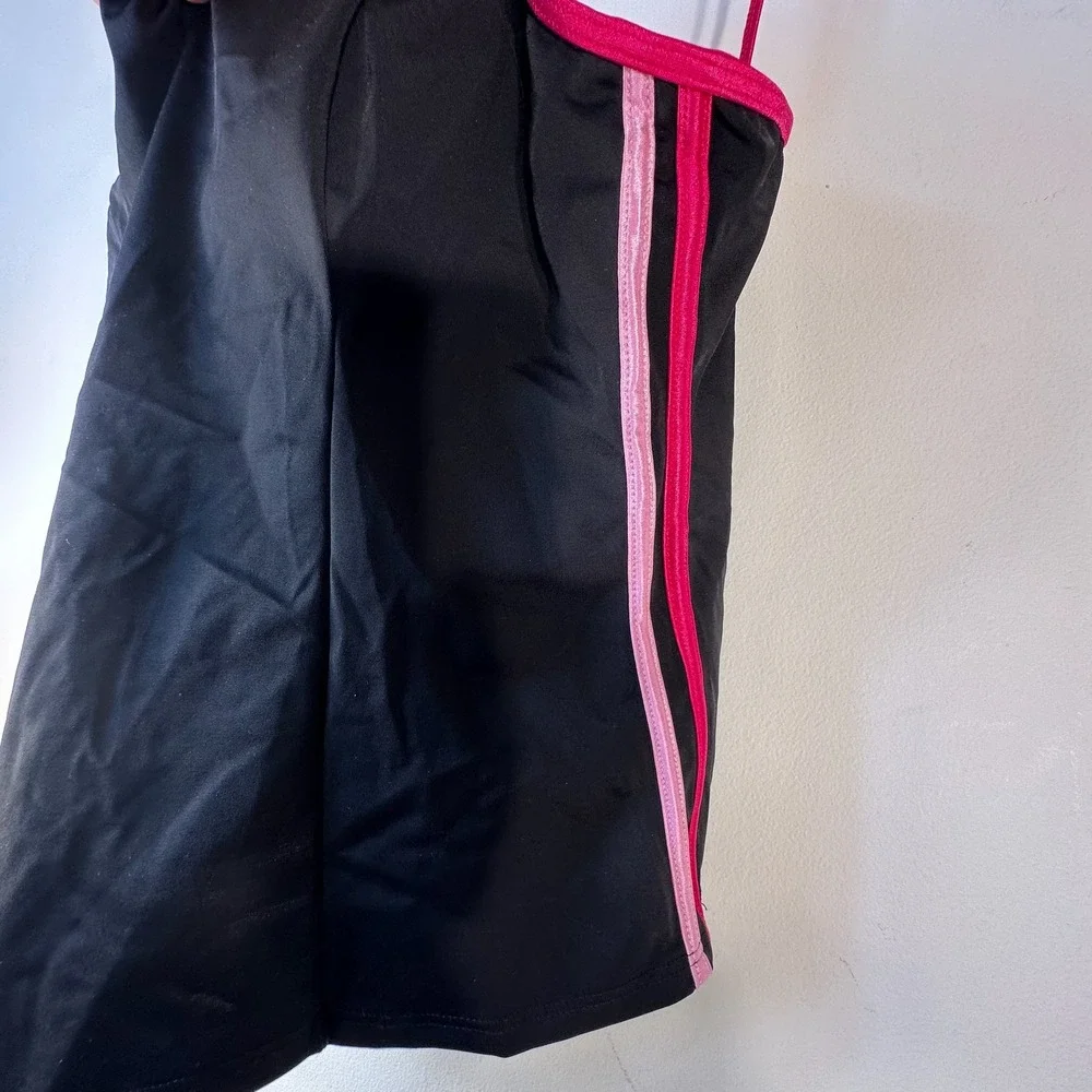 It‎ Figures! Womens Size 16 Tankini Swim Top Black Pink Side Stripe